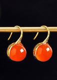 peopleterritory Boutique Orange Agate Silver Drop Earrings HE1024