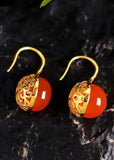 peopleterritory Boutique Orange Agate Silver Drop Earrings HE1024