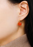 peopleterritory Boutique Orange Agate Silver Drop Earrings HE1024