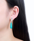 peopleterritory Sterling Silver Water Drop Turquoise Drop Earrings