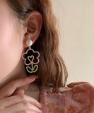 peopleterritory Chic Colorblock Floral Alloy Hoop Earrings LY1796