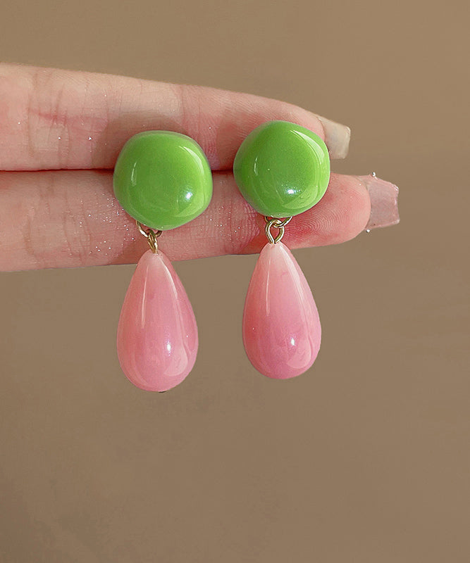 peopleterritory Chic Colorblock Sterling Silver Overgild Alloy Resin Drop Earrings GH1089