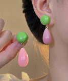 peopleterritory Chic Colorblock Sterling Silver Overgild Alloy Resin Drop Earrings GH1089