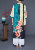 peopleterritory Chic Green Oversized Print Chinese Style Silk Women Sets 2 Pieces Spring LY1079