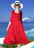 peopleterritory Chic Red Patchwork Silk Two Pieces Set Beach Holiday Dress Summer LC0249