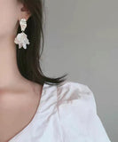 peopleterritory Chic White Sterling Silver Floral Drop Earrings LY1793