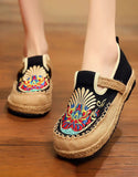 peopleterritory Chinese Style Embroidery Linen Shoes