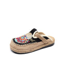 peopleterritory Chinese Style Embroidery Linen Shoes