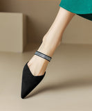 peopleterritory Classy Comfy Black Zircon Pointed Toe Slide Sandals RT1006