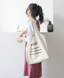 peopleterritory Classy White Letter Print Canvas Tote Handbag Satchel Bag Handbag LY1700