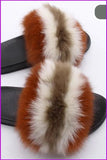 peopleterritory Colorful #C Fox Full-Pelt Fur Sliders DF003