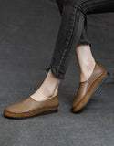 peopleterritory Soft Leather Slip-on Retro Flat Shoes