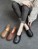 peopleterritory Soft Leather Slip-on Retro Flat Shoes