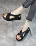 peopleterritory Cross Strap Flat Sandals Slingback