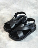 peopleterritory Cross Strap Flat Sandals Slingback