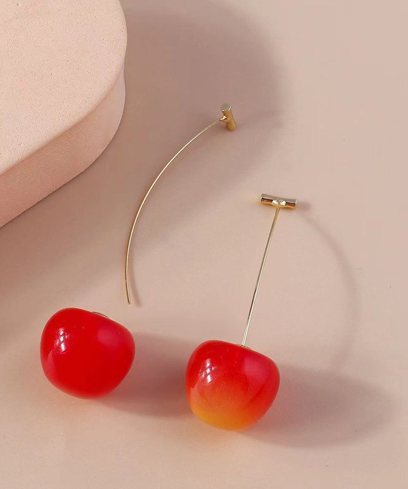 peopleterritory Cute Orange Alloy Acrylic Cherry Drop Earrings KX1044