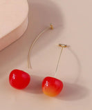 peopleterritory Cute Orange Alloy Acrylic Cherry Drop Earrings KX1044