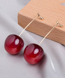 peopleterritory Cute Orange Alloy Acrylic Cherry Drop Earrings KX1044