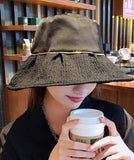 peopleterritory DIY Black Patchwork Pearl Organza Bucket Hat LY503