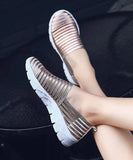 peopleterritory DIY Gold Soft Flat Shoes Breathable Elastic Fabric RT1020