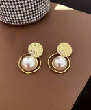 peopleterritory DIY Gold Sterling Silver Alloy Pearl Stud Earrings KX1022