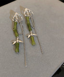 peopleterritory DIY Green Bamboo Alloy Acrylic Tassel Drop Earrings LY1783