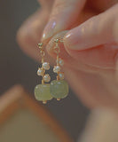 peopleterritory DIY Green Jade Pearl Drop Earrings TW1049