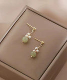 peopleterritory DIY Green Jade Pearl Drop Earrings TW1049