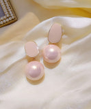 peopleterritory DIY Light Pink Sterling Silver Alloy Pearl Drop Earrings GH1079