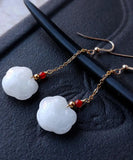 peopleterritory DIY 14K Gold Jade Gem Stone Drop Earrings