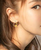 peopleterritory DIY Yellow Butterfly Floral Zircon Drop Earrings LY1785