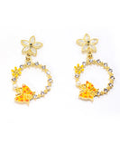 peopleterritory DIY Yellow Butterfly Floral Zircon Drop Earrings LY1785