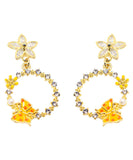 peopleterritory DIY Yellow Butterfly Floral Zircon Drop Earrings LY1785