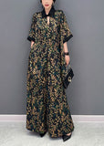 peopleterritory Elegant Blackish Green Oversized Print Chiffon Two Pieces Set Summer LY1588