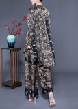 peopleterritory Elegant Oversized Low High Design Print Silk Two Pieces Set Spring LC0410