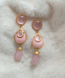 peopleterritory Elegant Pink Sterling Silver Overgild Crystal Coloured Glaze Water Drop Drop Earrings GH1069