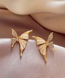 peopleterritory Fashion Gold Copper Alloy Zircon Butterfly Stud EarringsGH1010