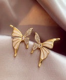 peopleterritory Fashion Gold Copper Alloy Zircon Butterfly Stud EarringsGH1010