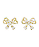 peopleterritory Fashion Gold Sterling Silver Alloy Zircon Bow Stud Earrings KX1001