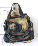 peopleterritory Fashion Tassel Large Capacity Denim Satchel Bag Handbag SX1015