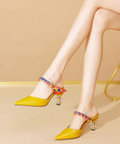 peopleterritory Fashion Yellow Pointed Toe Soft High Heel Slippers LC0187