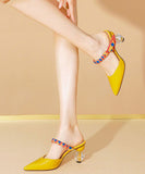 peopleterritory Fashion Yellow Pointed Toe Soft High Heel Slippers LC0187