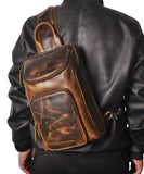 peopleterritory Fashionable Boutique Cowhide Versatile Chest Bag ZX1035