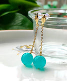 peopleterritory Sterling Silver Blue Gem Stone Drop Earrings