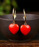 peopleterritory 14K Gold Love Cinnabar Drop Earrings