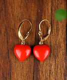 peopleterritory 14K Gold Love Cinnabar Drop Earrings