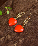 peopleterritory 14K Gold Love Cinnabar Drop Earrings