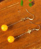 peopleterritory 14K Gold Amber Beeswax Drop Earrings