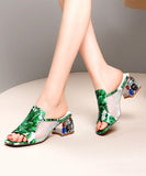 peopleterritory Green Breathable Mesh Splicing Zircon Slide Sandals RT1052