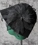 peopleterritory Handmade Black Floral Knit Bucket Hat LY524